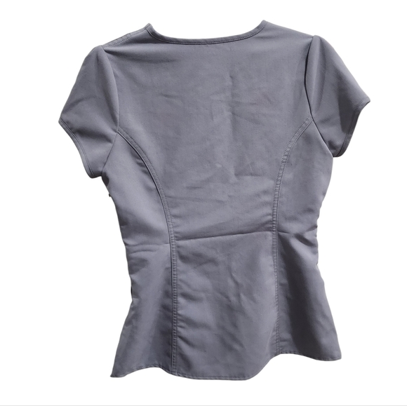 JAANUU Gray Gold Zipper tulip crossover Scrub Top 96215 xs - Picture 2 of 5